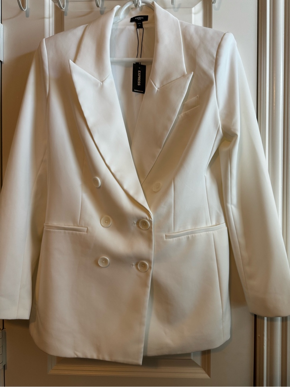 EXPRESS EDITOR WHITE LINED BLAZER JACKET